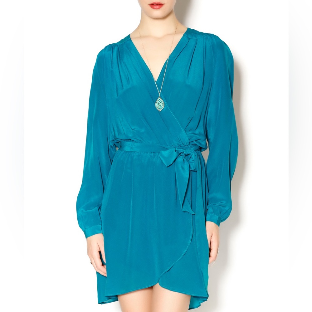 Turquoise Silk Wrap W/ Back Cut Outs
